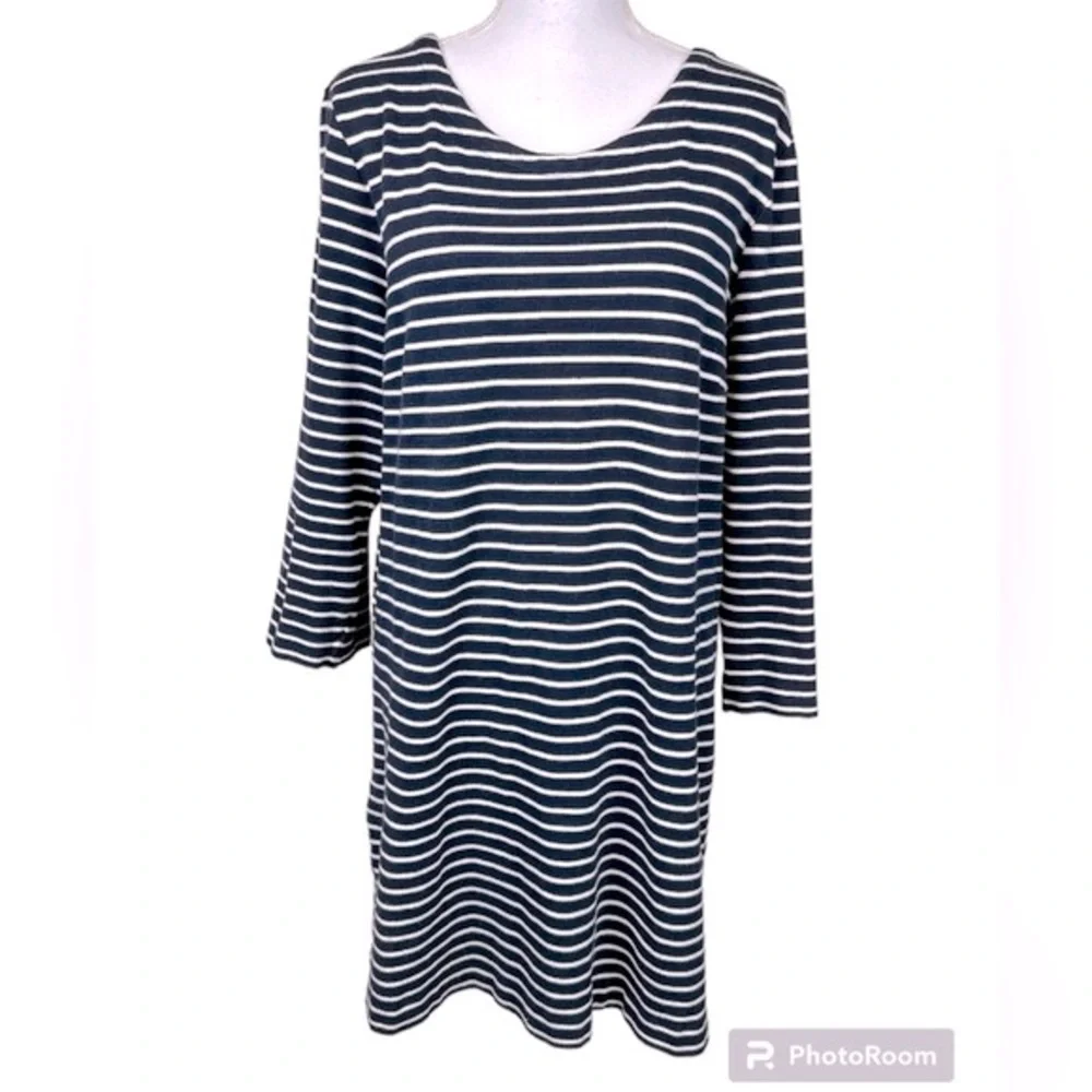 J. Crew Women’s Classic Nautical Striped Cotton Fit & Flare Dress Size Large